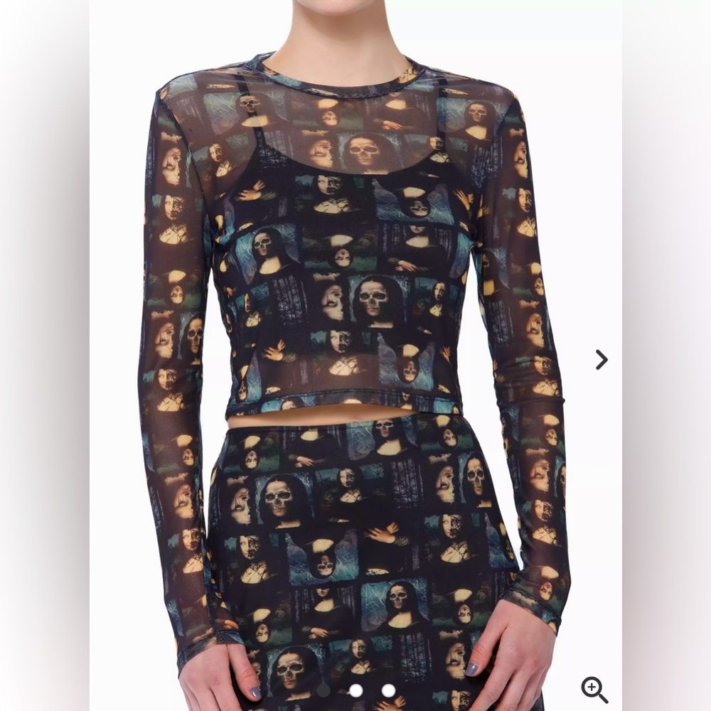 Hot Topic Social Collision Zombie Mona Lisa Illusion Crop Top & Mini Skirt Set